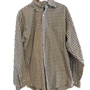 Brooks Brothers non-iron Men’s Brown and White Checkered Shirt,